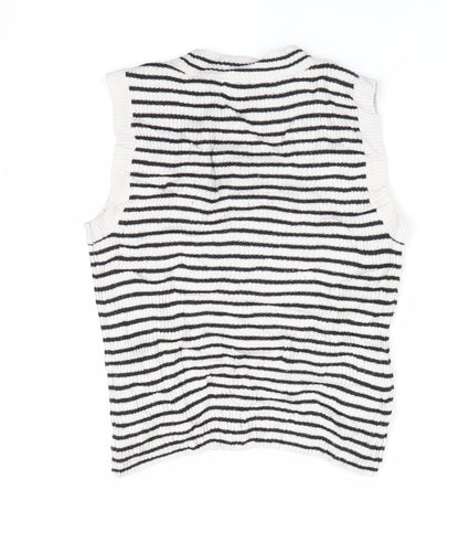 H&M Girls Black Striped  Vest Jumper Size 9-10 Years