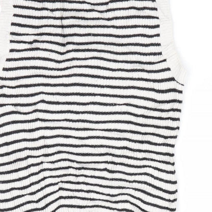 H&M Girls Black Striped  Vest Jumper Size 9-10 Years