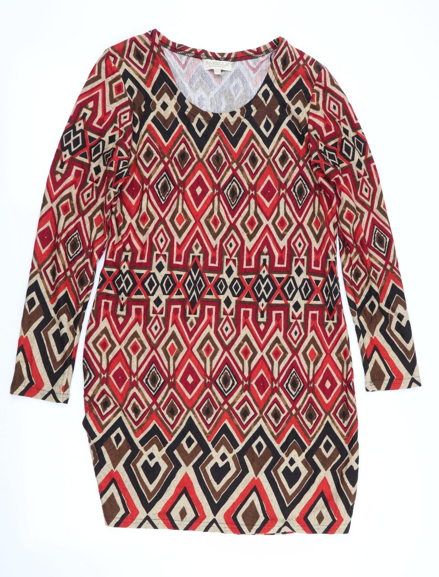 Nabella Womens Orange Geometric  Jumper Dress  Size M