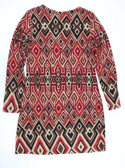 Nabella Womens Orange Geometric  Jumper Dress  Size M