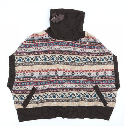 Nadine Womens Brown Floral  Vest Jumper Size S