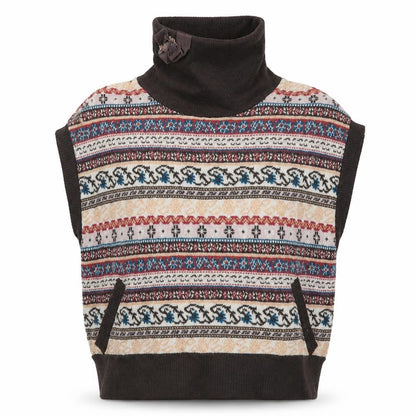 Front view of Nadine women’s brown floral vest jumper, size S