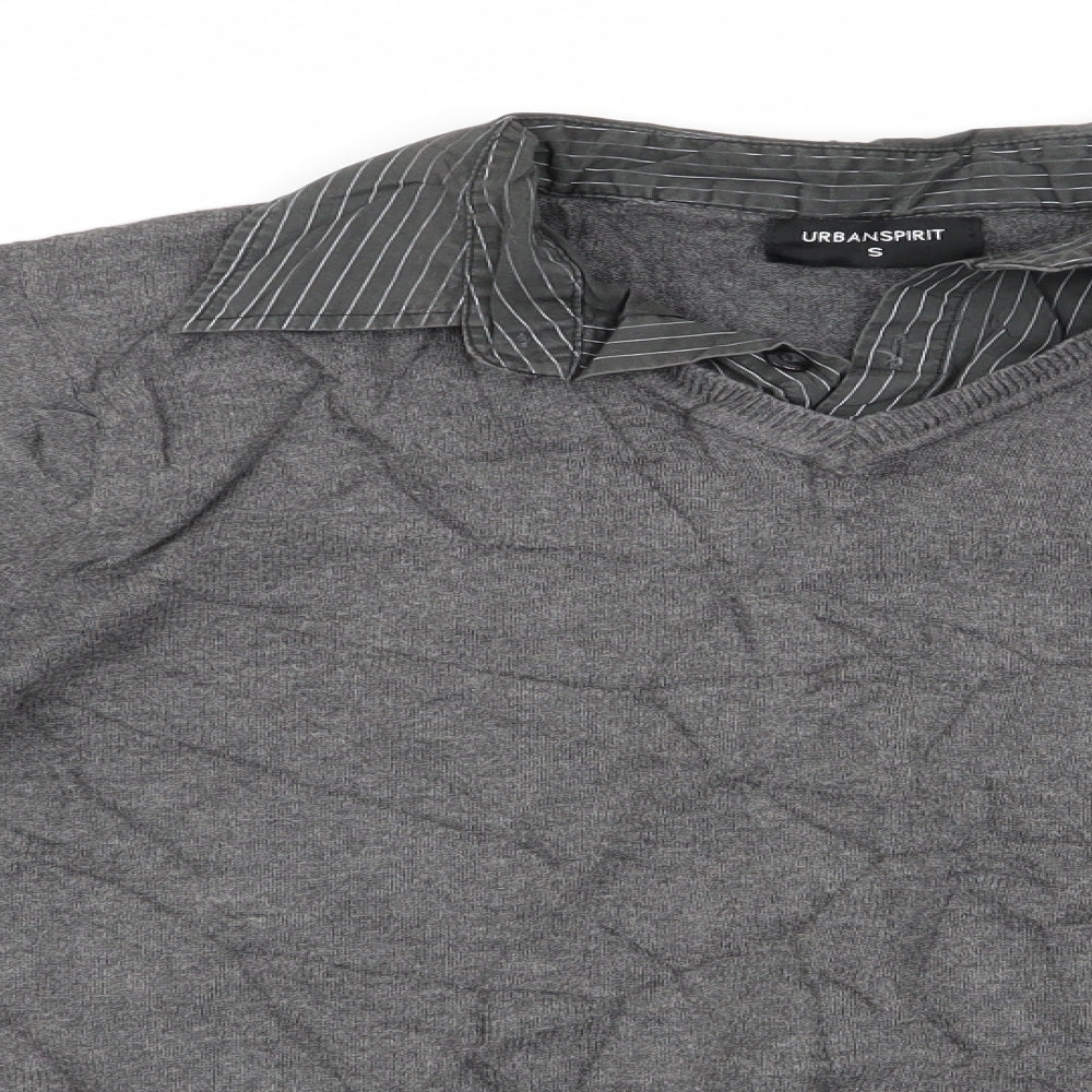 Urban Spirit Mens Grey   Pullover Jumper Size S  - Faux collar