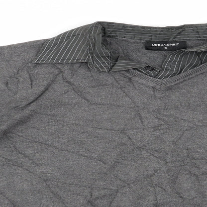 Urban Spirit Mens Grey   Pullover Jumper Size S  - Faux collar