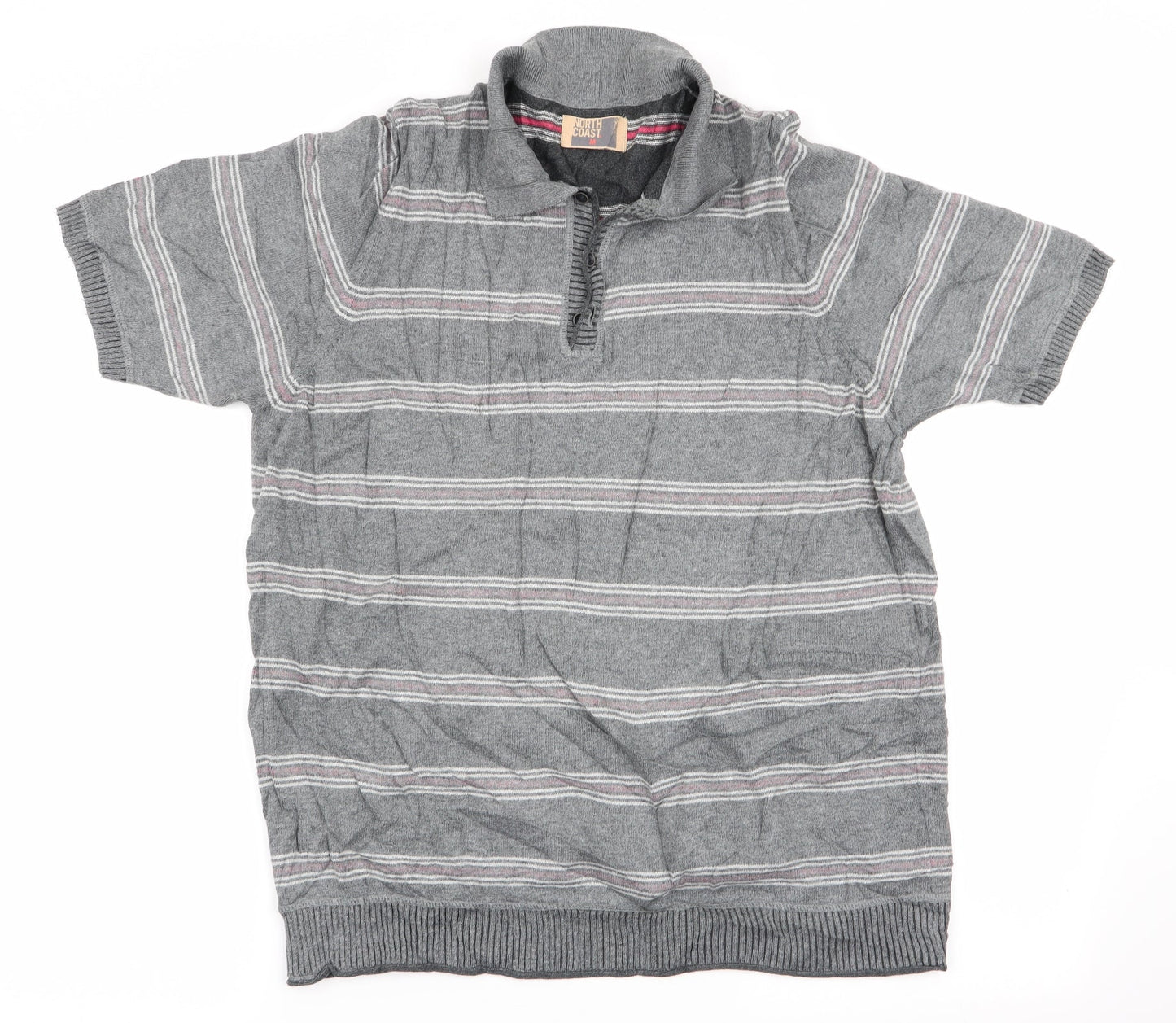 North Coast Mens Grey Striped  Pullover Jumper Size M