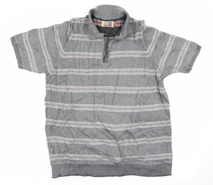 North Coast Mens Grey Striped  Pullover Jumper Size M
