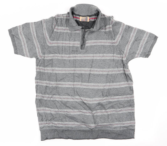 North Coast Mens Grey Striped  Pullover Jumper Size M