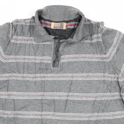 North Coast Mens Grey Striped  Pullover Jumper Size M