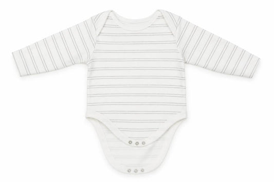 Front view of Primark Baby White Striped Leotard One-Piece, size 9-12, Months