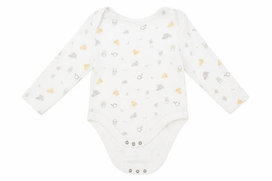 Front view of Primark Baby White Geometric Leotard One-Piece, size 9-12, Months