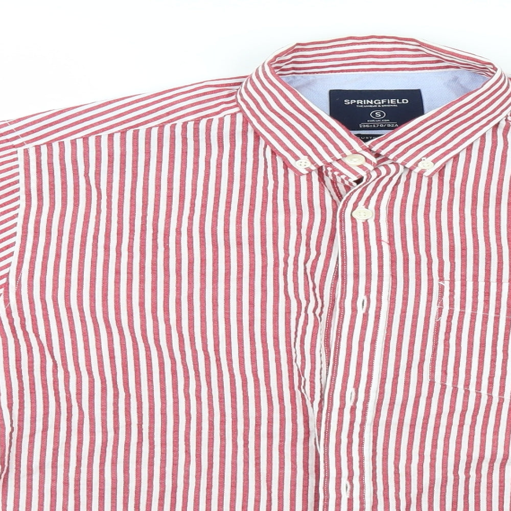 Springfield Mens White Striped   Button-Up Size S