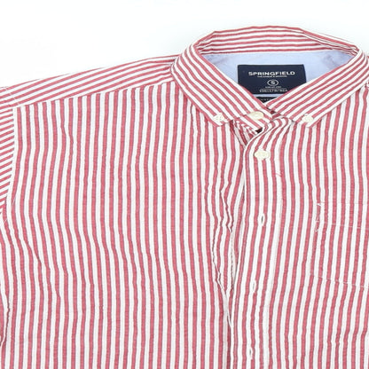 Springfield Mens White Striped   Button-Up Size S