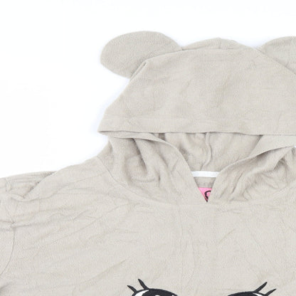 Close-up detail of Adore women’s beige pullover hoodie - bear