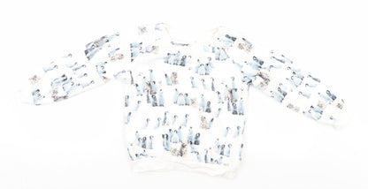 NEXT Girls White Animal Print  Pullover Jumper Size 6 Years  - Penguins