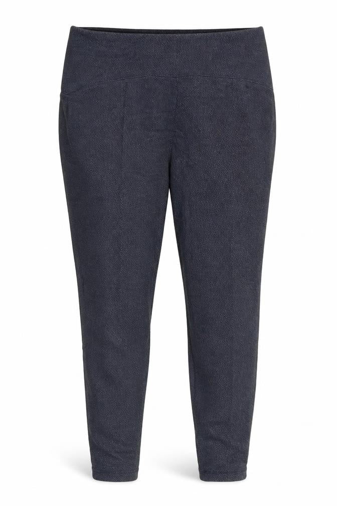 Front view of Marks & Spencer women’s grey herringbone trousers, size UK 16, 24-inch leg