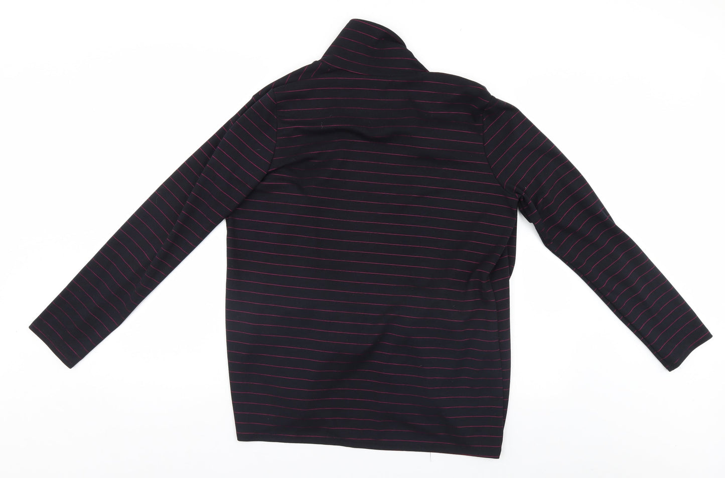 Preworn Womens Black Striped  Overcoat Coatigan Size 12