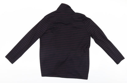 Preworn Womens Black Striped  Overcoat Coatigan Size 12