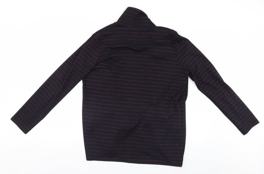 Preworn Womens Black Striped  Overcoat Coatigan Size 12