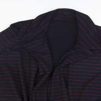Preworn Womens Black Striped  Overcoat Coatigan Size 12