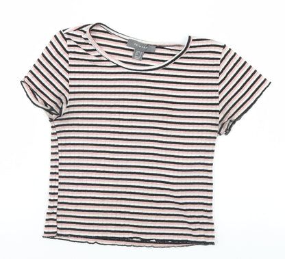 Primark Womens Grey Striped  Basic T-Shirt Size 6