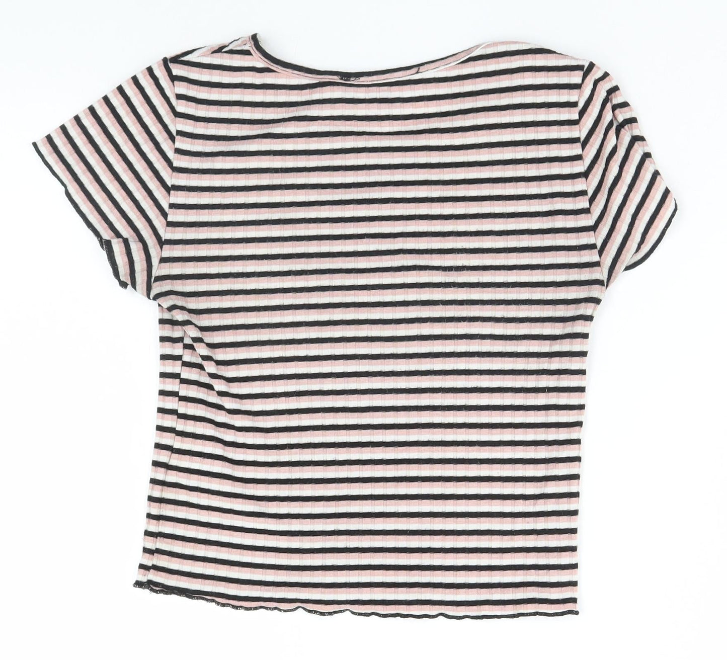 Primark Womens Grey Striped  Basic T-Shirt Size 6