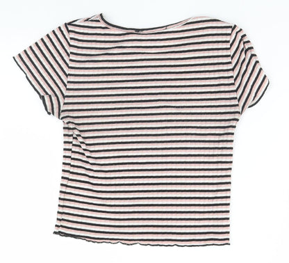 Primark Womens Grey Striped  Basic T-Shirt Size 6