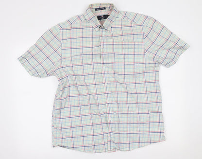 Mens UK Size M M&S Green  Button-Up Short Sleeve Casual Shirt