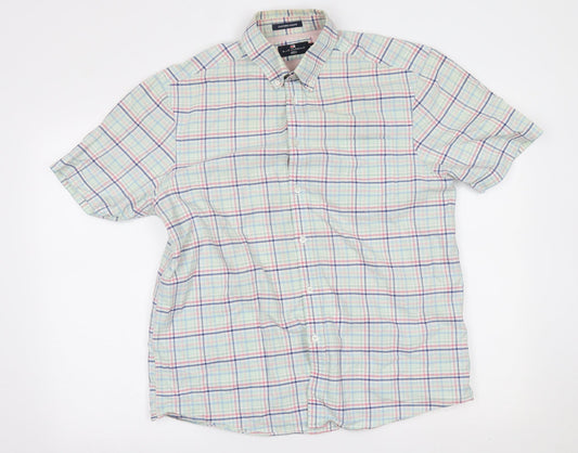 Mens UK Size M M&S Green  Button-Up Short Sleeve Casual Shirt