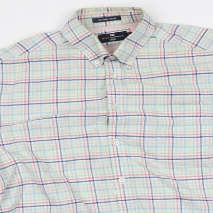 Mens UK Size M M&S Green  Button-Up Short Sleeve Casual Shirt