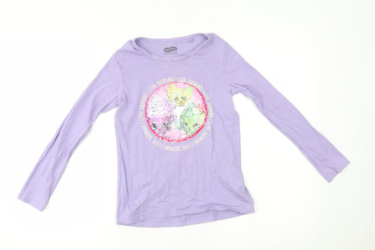NEXT Girls Purple   Basic T-Shirt Size 9 Years  - reversible sequins