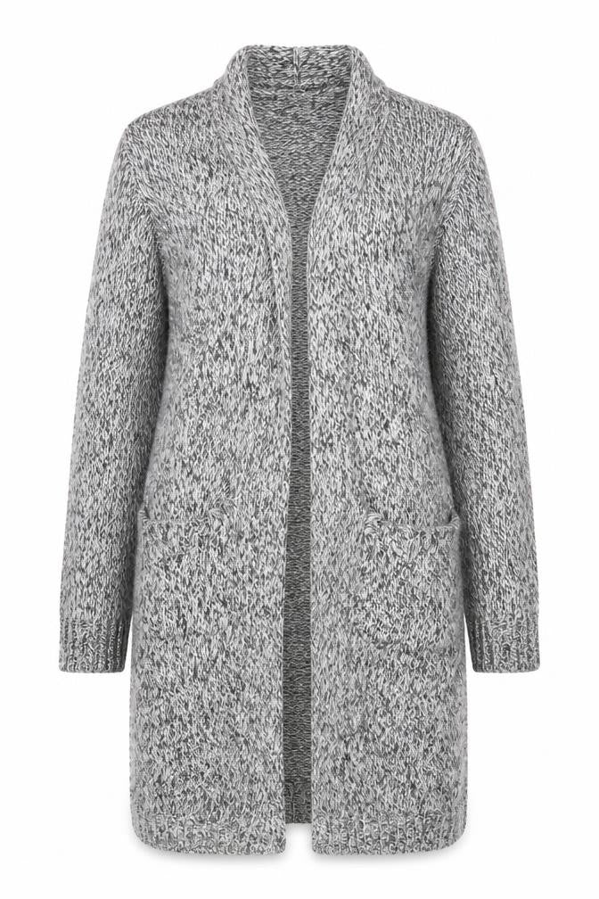 Front view of H&M women’s grey cardigan jumper, size XS