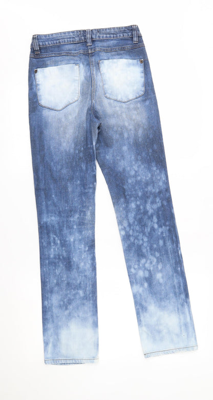 Womens UK Size 8 Papaya Regular Fit Straight Blue Jeans