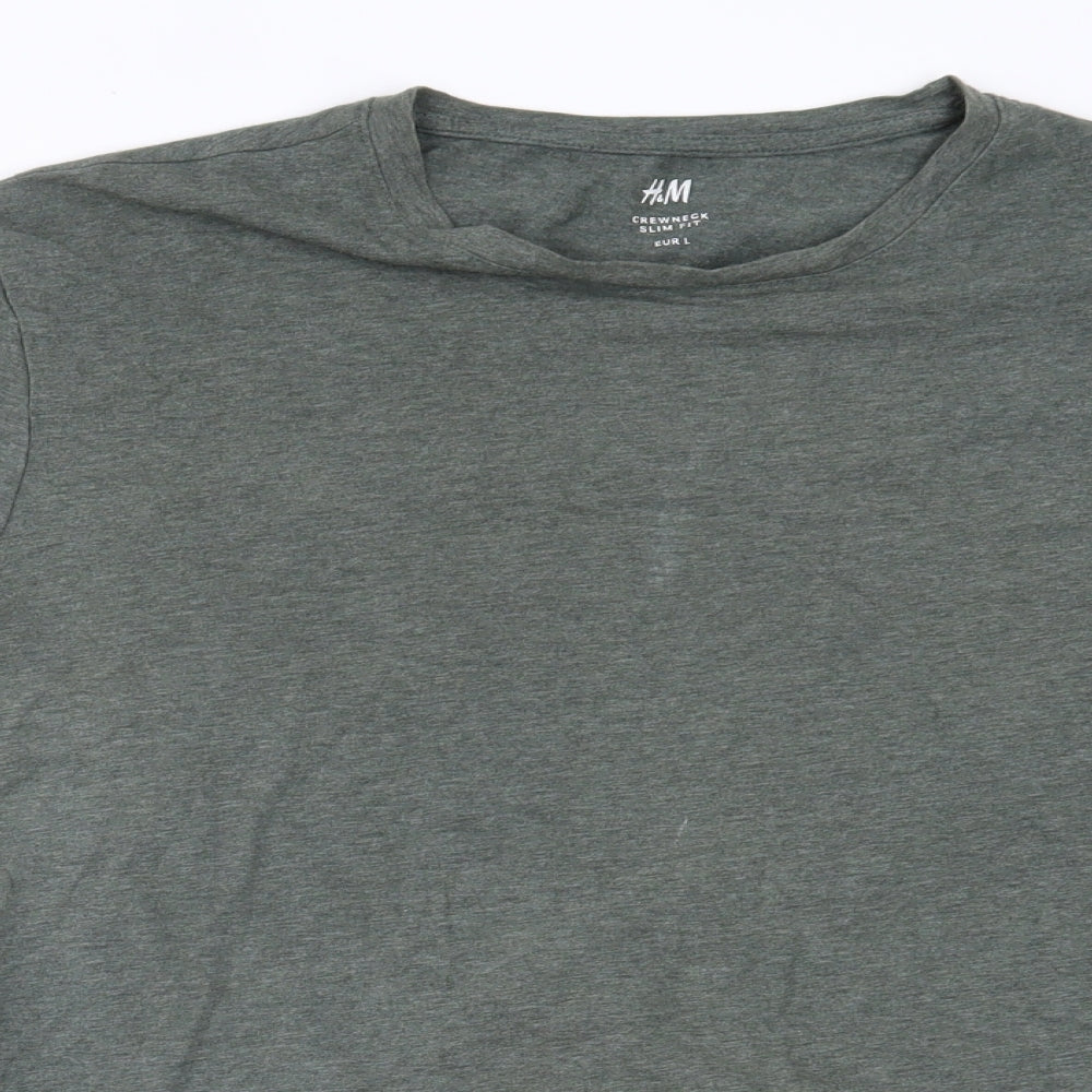 Womens UK Size L H&M Green Basic T-Shirt
