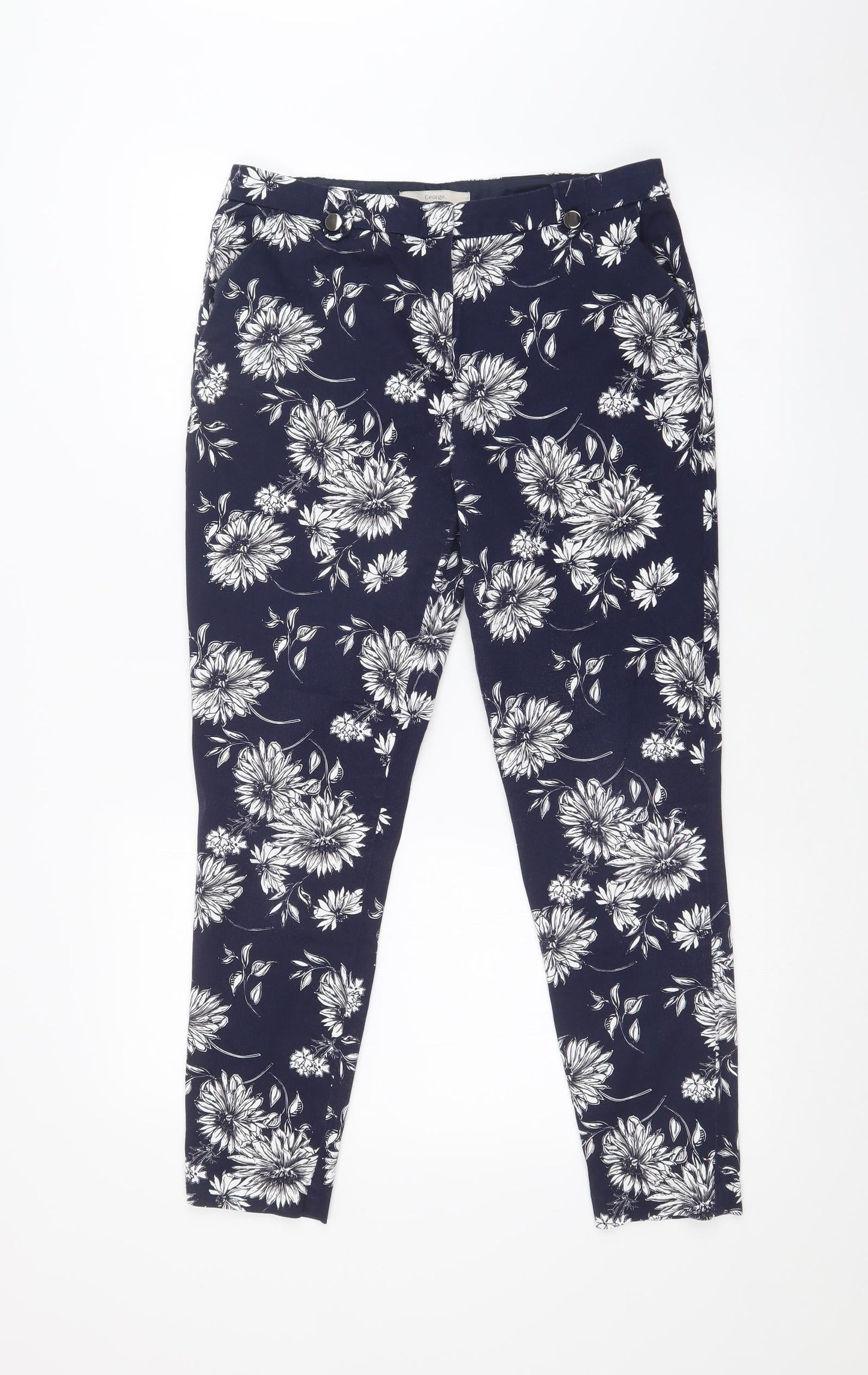 George Womens Blue Floral  Trousers  Size 10 L26 in