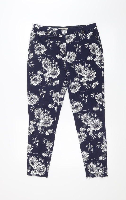 George Womens Blue Floral  Trousers  Size 10 L26 in
