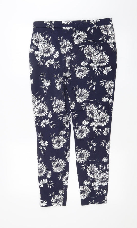 George Womens Blue Floral  Trousers  Size 10 L26 in