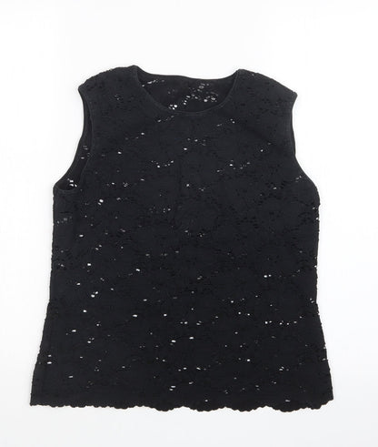 Womens UK Size  Preworn Black Basic T-Shirt