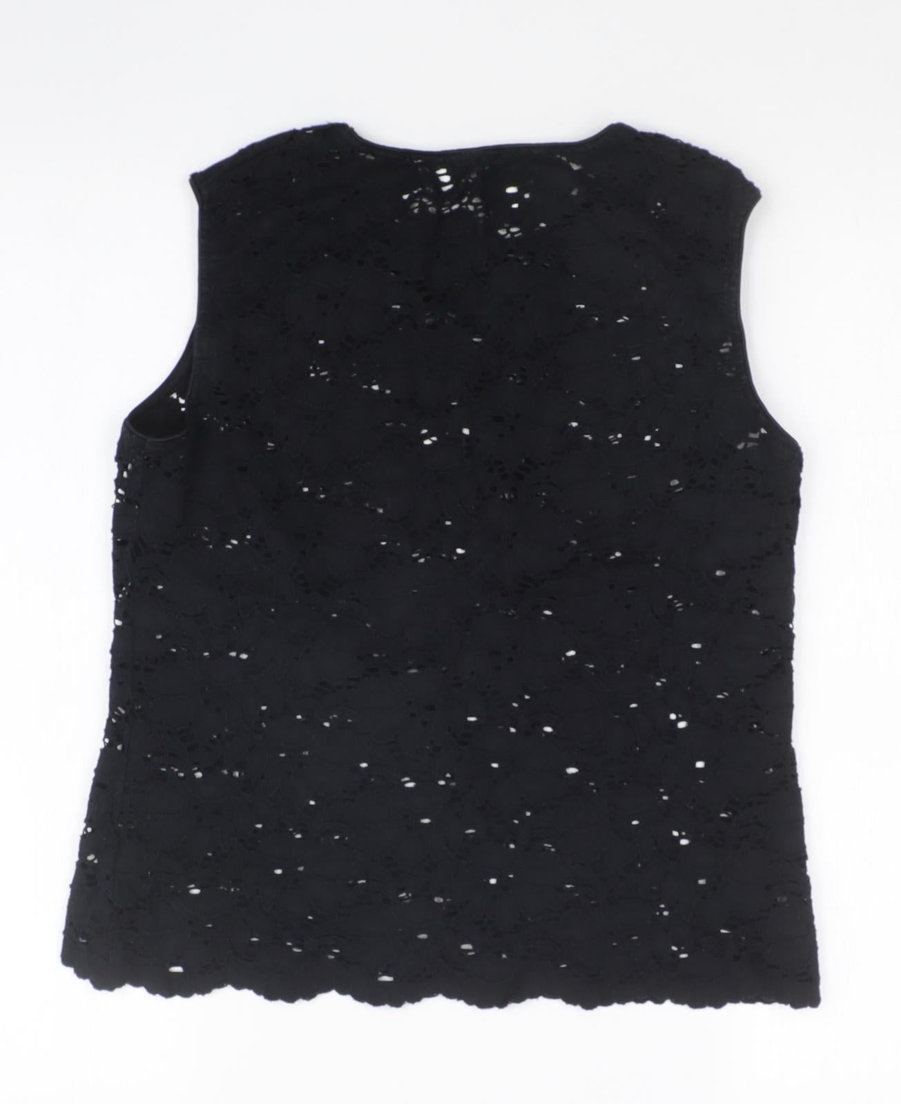 Womens UK Size  Preworn Black Basic T-Shirt