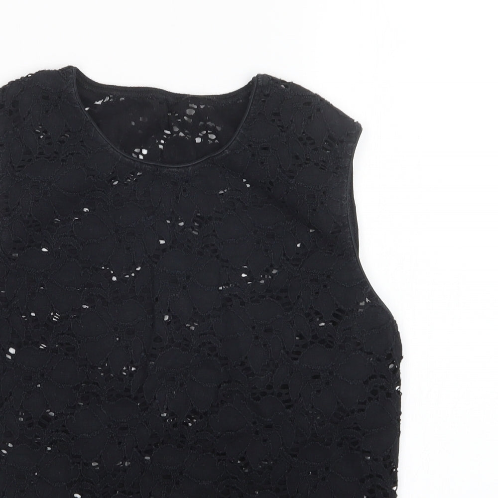 Womens UK Size  Preworn Black Basic T-Shirt