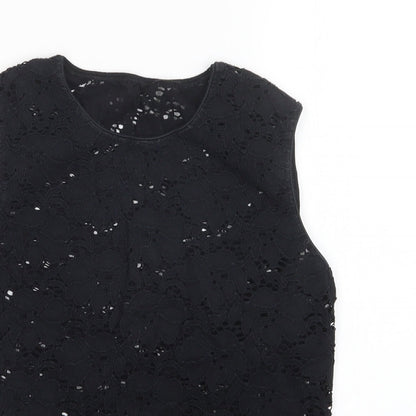 Womens UK Size  Preworn Black Basic T-Shirt