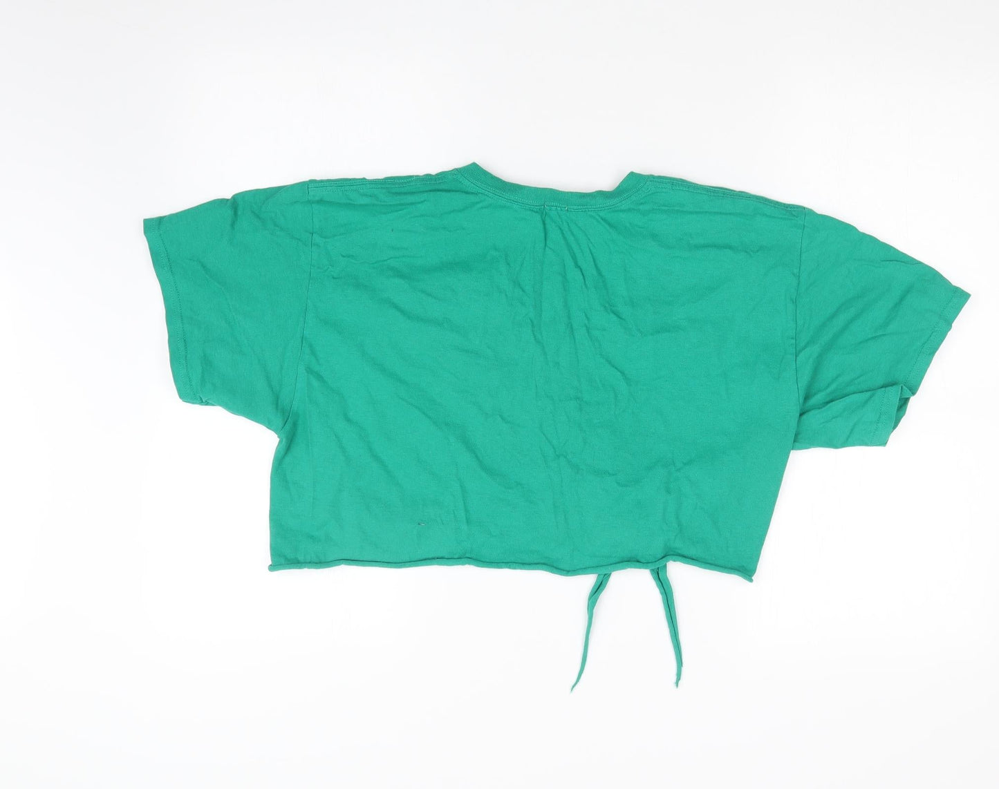 Womens UK Size 12 River Island Green Cropped T-Shirt