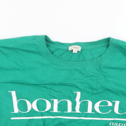 Womens UK Size 12 River Island Green Cropped T-Shirt