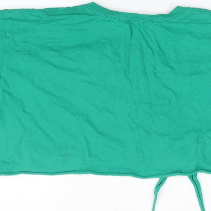 Womens UK Size 12 River Island Green Cropped T-Shirt