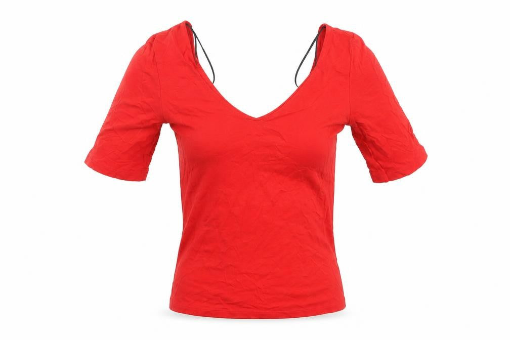 Womens UK Size 2XS Monki Red Basic T-Shirt