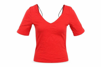 Womens UK Size 2XS Monki Red Basic T-Shirt