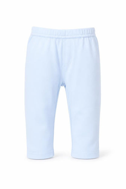 Front view of BEBE BONITO Baby Blue Jogger Leggings, size 3-6, Months