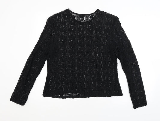 F&F Womens Black Floral  Basic Blouse