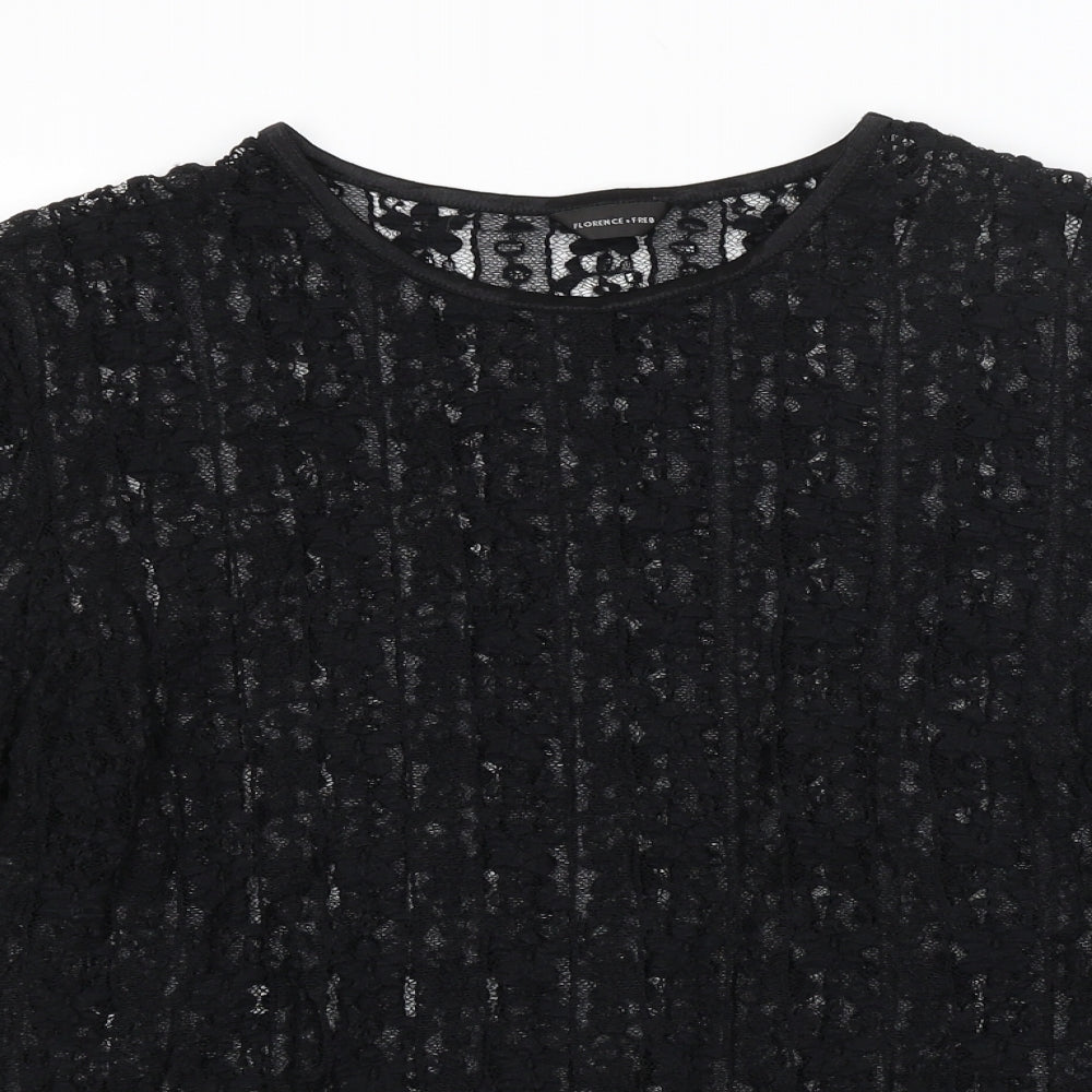 F&F Womens Black Floral  Basic Blouse