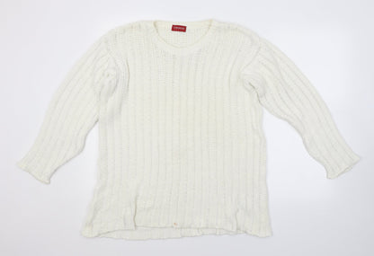 Strenesse Womens White Striped  Pullover Jumper Size 10