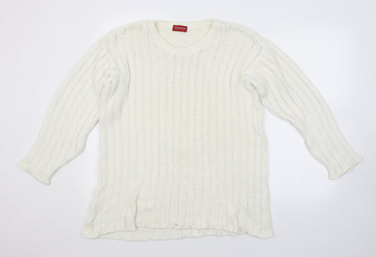 Strenesse Womens White Striped  Pullover Jumper Size 10